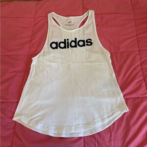 Adidas Women's White Tank Top with Black Logo